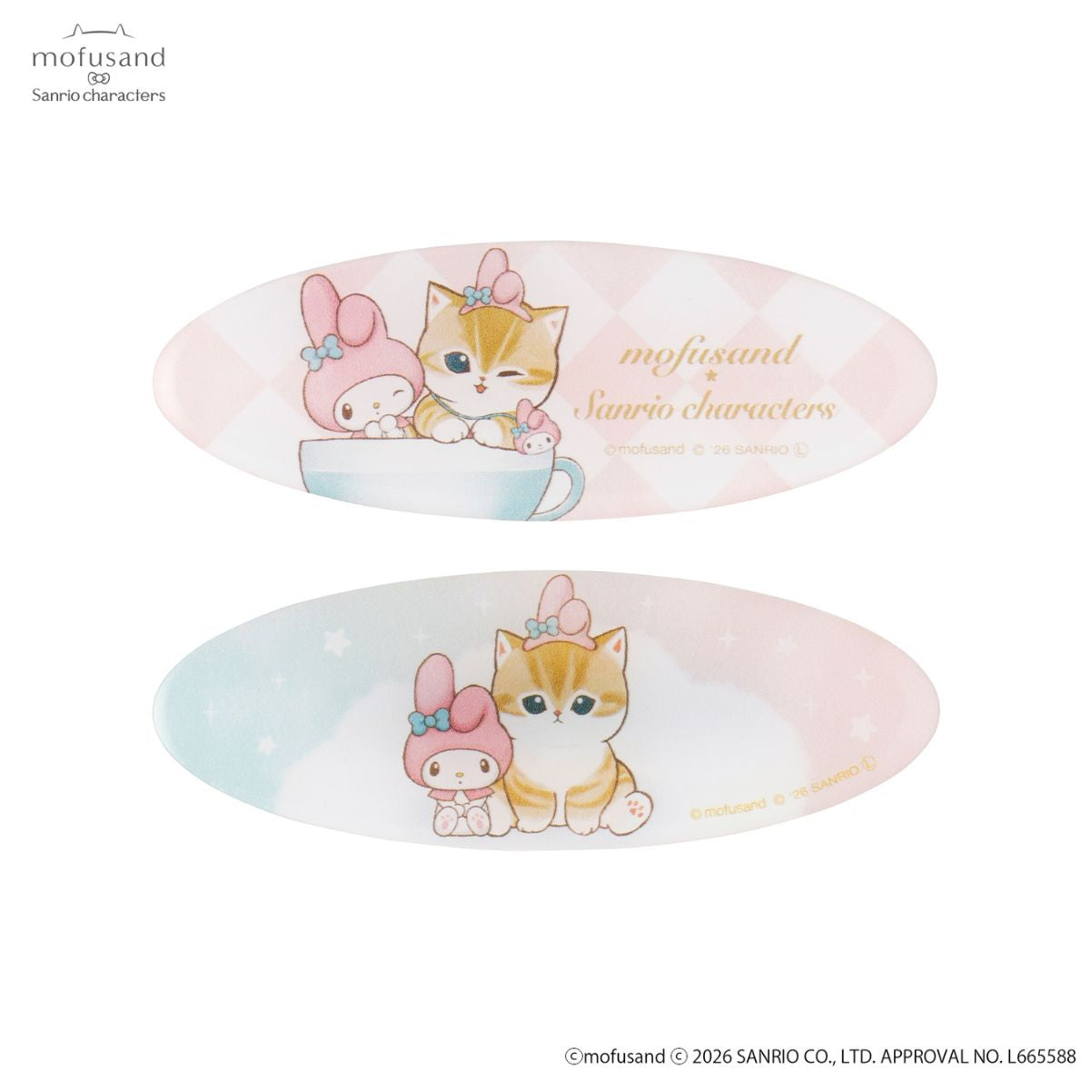 Mofusand｜ Sanrio Characters Oval Hair Clip Set｜H26×W71mm approx.