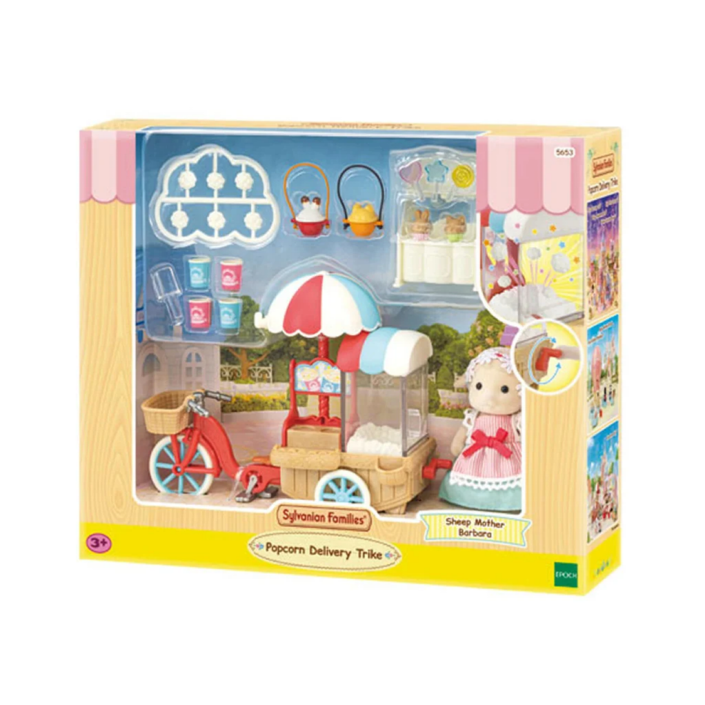 SylvanianFamilies森贝儿家族｜Popcorn Delivery Trike-Sheep Mother Barbara羊妈妈爆米花贩卖车摊套组/三轮车摊可拆卸5653