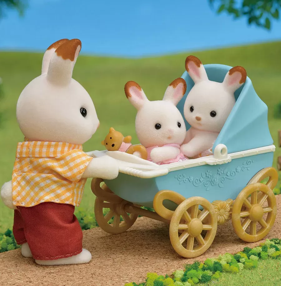 SylvanianFamilies森贝儿家族｜Chocolate Rabbit Twins Set巧克力兔双胞胎婴儿车系列/套组/玩具/过家家5432