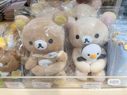 Rilakkuma轻松熊｜ Favorite Things Plush Smartphone Stand San-X毛绒玩偶手机支架/衣服和企鹅可分离｜约180×140×110mm