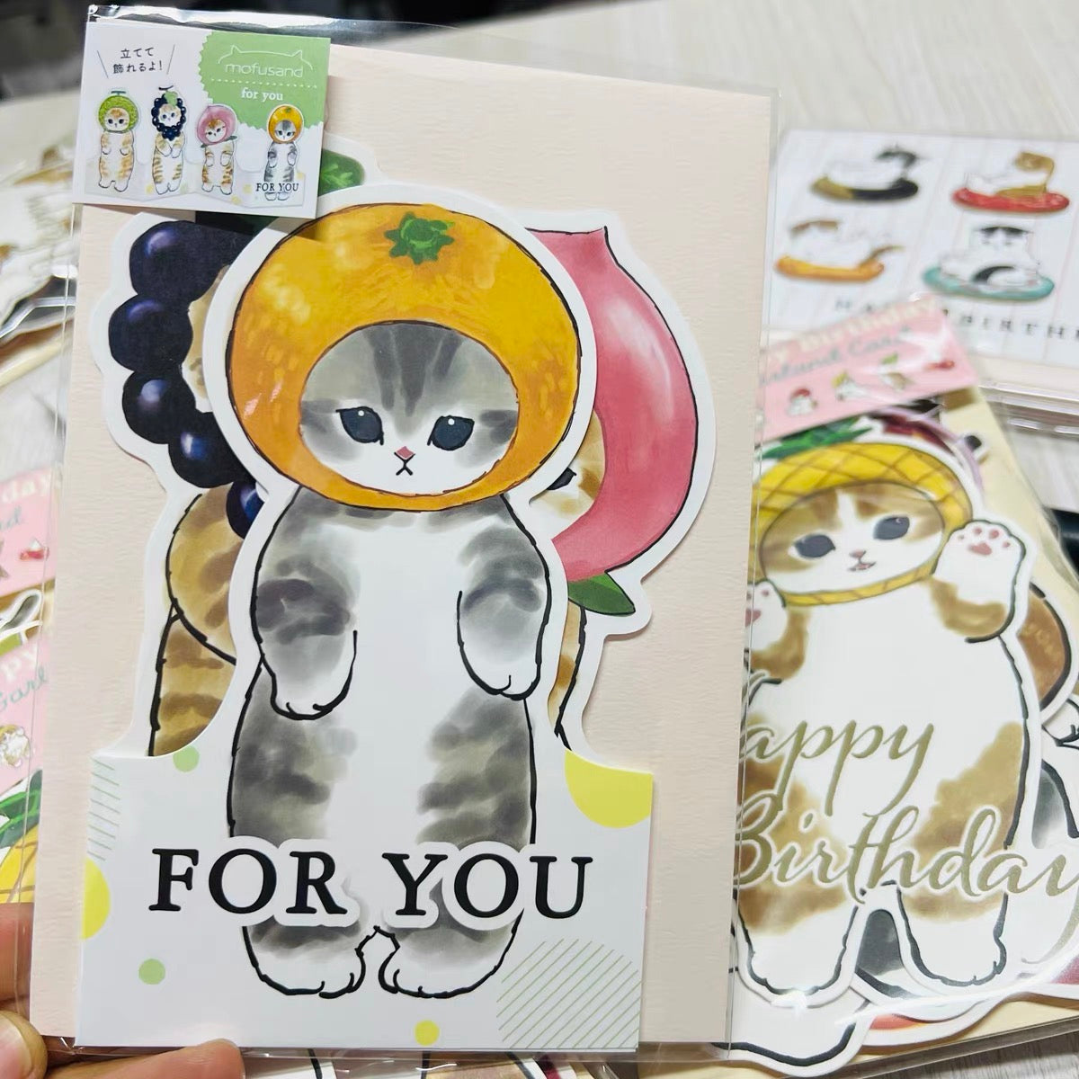 Mofusand｜3D Greeting Card - Cat / Fruit / Message For You水果鲨鱼猫给你的讯息立体贺卡｜76x112mm