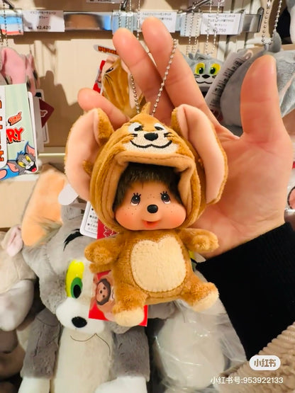 Monchhichi｜Tom &amp; Jerry x Monchhichi  Big Face Mascot Holder /Plush Keychain｜H13 x W10.5 x D7cm approx.