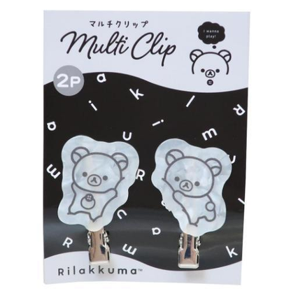 Rilakkuma｜Basic Monochrome Pearl Marble Acrylic Hair Clip Set ｜41×60×4mm approx.