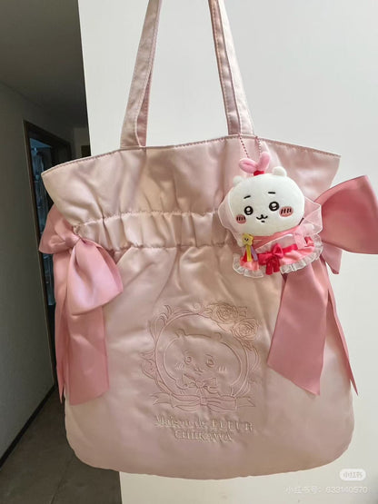 chiikawa｜Maison de FLEUR Embroidered Double Ribbon Tote Bag｜H450×W420mm approx.