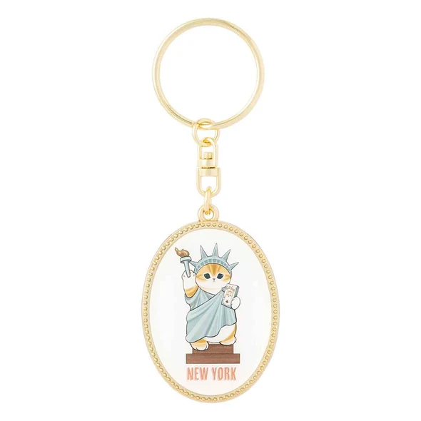 Mofusand｜mofumofu journey Oval Metal Keychain/Keyring｜H105 x W38 x D3mm approx.