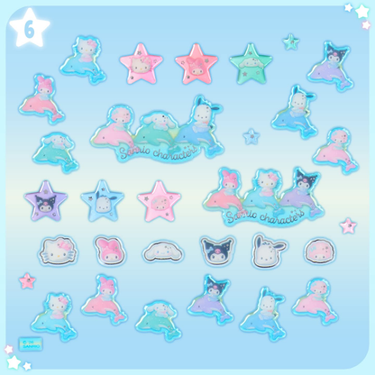 Sanrio｜Shiny Dolphin Characters Aurora Crystal Stickers｜20×0.2×17cm approx.