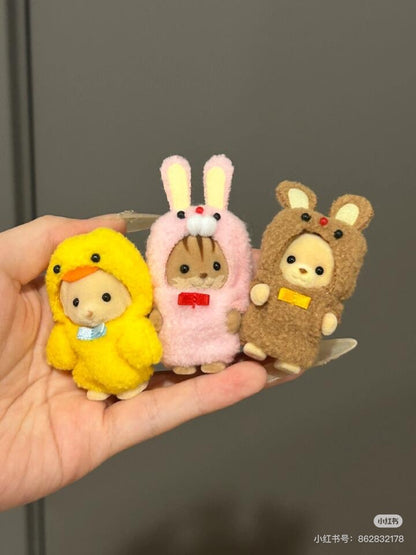 SylvanianFamilies森贝儿家族｜Baby Trio Mascot Costume动物睡衣变装三小只站宝套组