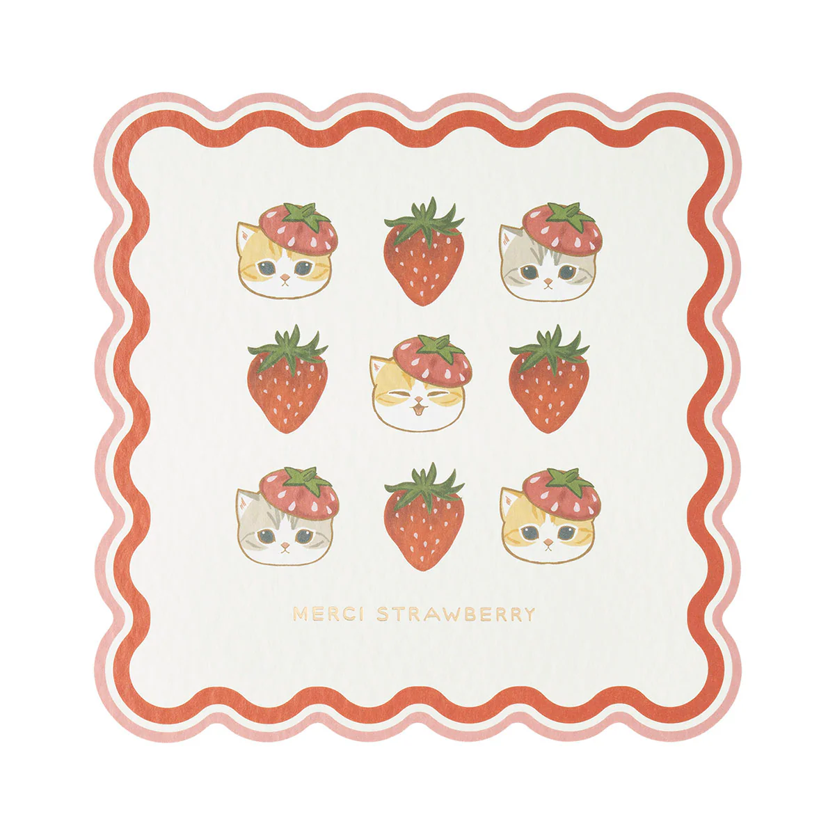 Mofusand｜Merci Strawberry Foil-Stamped Die-Cut Postcard｜H127 x W127mm approx.