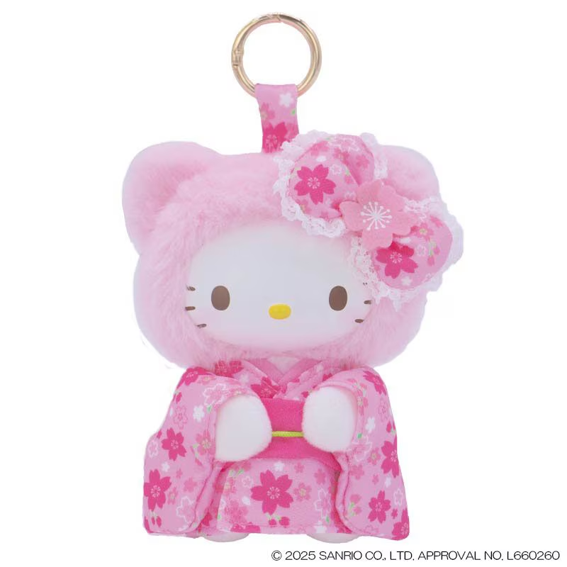 Sanrio｜Hello Kitty Fine Face Mini Mascot Holder /Plush Keychain｜H14 x W11 x D7cm approx.