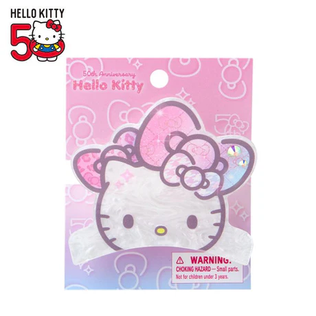HelloKitty凯蒂猫｜Vance Clip Hair Birthday 50th The Fashionable Ribbons Sanrio50周年生日限定彩虹渐变水钻蝴蝶结珍珠贝母亚克力抓夹/发夹｜约 W8.2×D4×H7.3cm