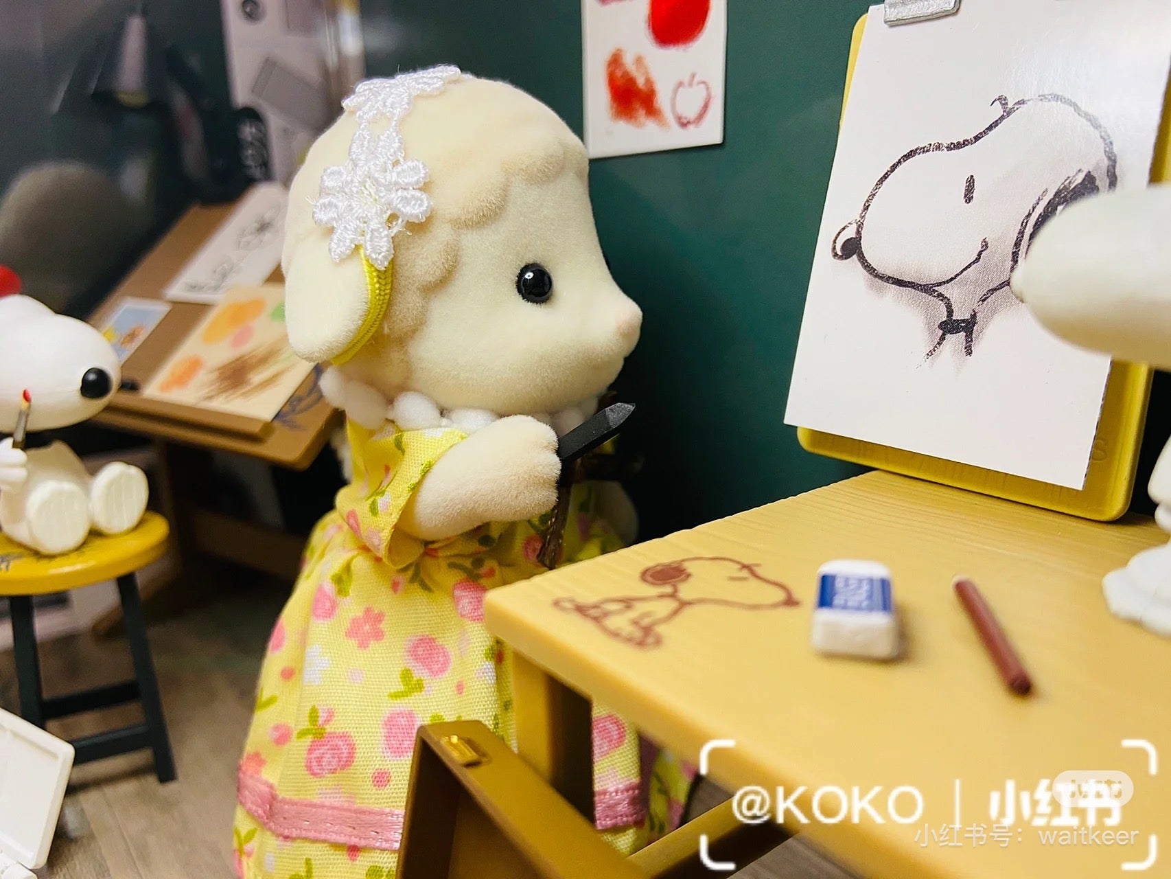 SylvanianFamilies森贝儿家族｜Sheep Family绵羊家族一家四口植绒站宝套组/玩具/过家家5619