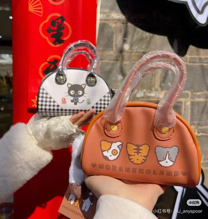 Sanrio｜Mini Boston Pouch Cat Club Noraneko Land｜17.5 x 17.0 x 7.0cm approx.