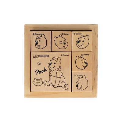 Disney迪士尼｜Winnie the Pooh维尼熊噗噗木制邮票印章套装第8版｜約70mm x 70mm x 30mm
