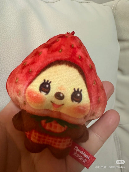 Monchhichi｜strawberry Mascot Holder /Plush Keychain