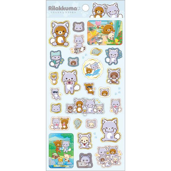 SANX｜Rilakkuma and Awawa Neko Stickers｜200 x 95 mm approx.