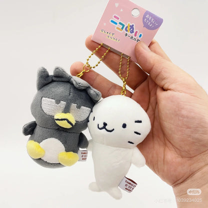 Sanrio三丽鸥｜ niko nui Cinnamoroll &amp; Moca Plush Mascot Keychain磁吸贴贴毛绒玩偶钥匙挂件/包挂/1对｜约 14.5 x 9.5 x 6 cm