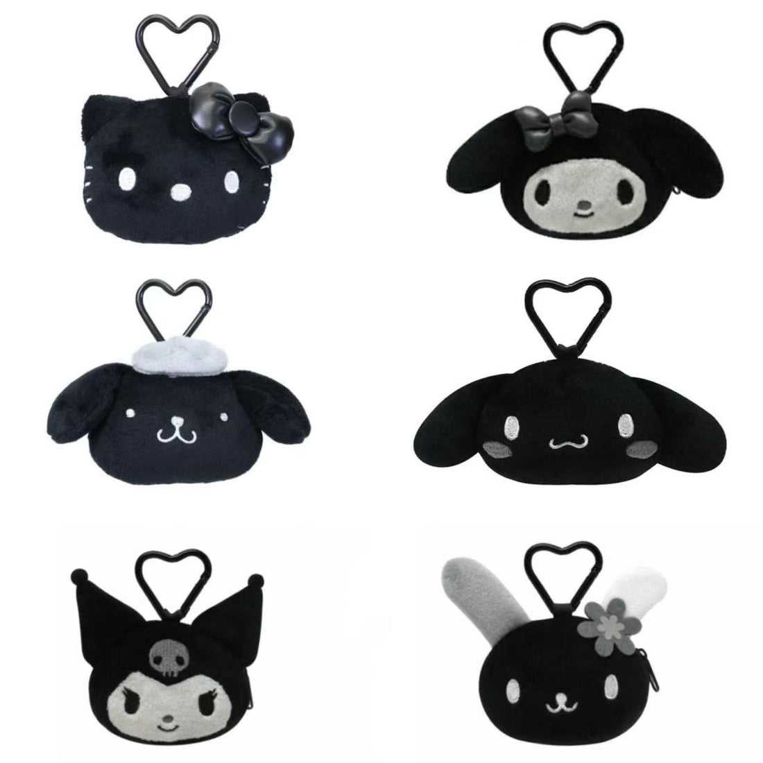 Sanrio｜Monochrome Pouch with Carabiner｜93×75×30mm approx.