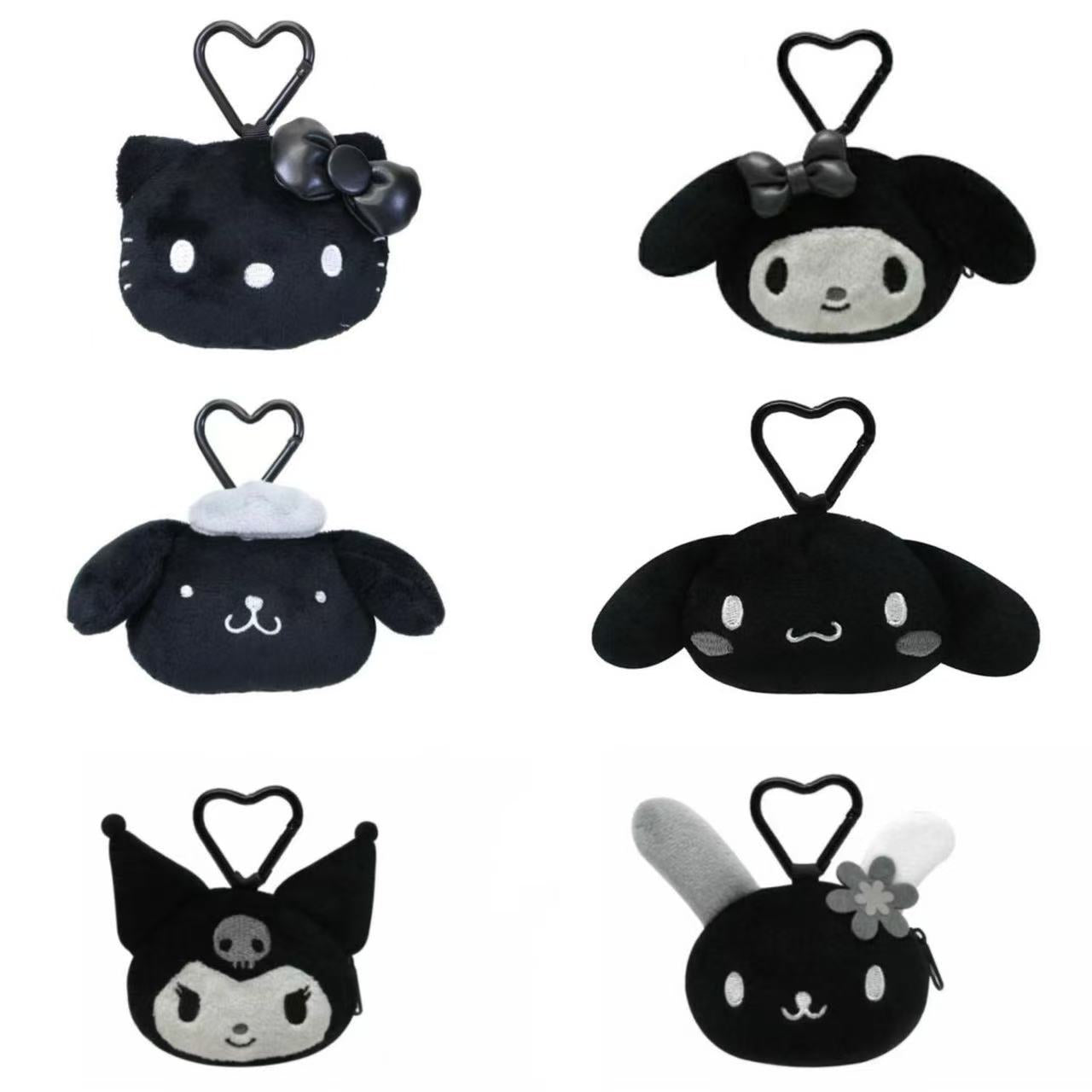 Sanrio｜Monochrome Pouch with Carabiner｜93×75×30mm approx.