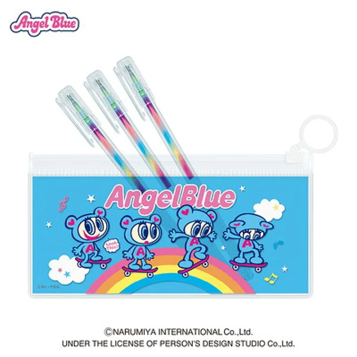 Angel Blue｜Marble Pen Set with Pouch｜H90 x W180 x D1mm