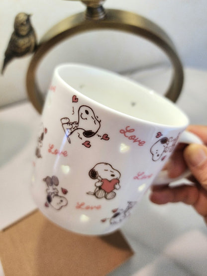 Snoopy史努比｜PEANUTS超美透光陶瓷马克杯/水杯/咖啡杯｜约350ml