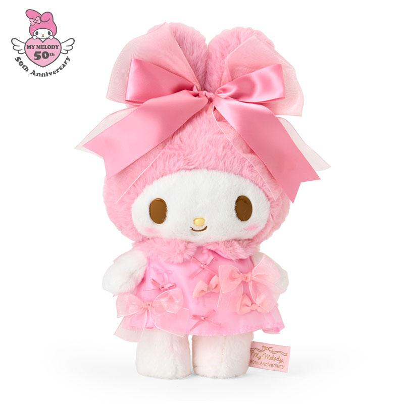【limit 1】Sanrio三丽鸥｜Melody Birthday 50th Anniversary Mascot Holder Ribbon Princess Plush美乐蒂50周年生日粉桃甜心系列站姿毛绒玩偶/公仔｜约幅17.5×奥行11×高さ33cm