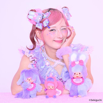 Monchhichi｜Shinako475 x  Babychichi SS Big Face（ Unicorn）Mascot Holder /Plush Keychain｜H14 x W7 x D10cm approx.