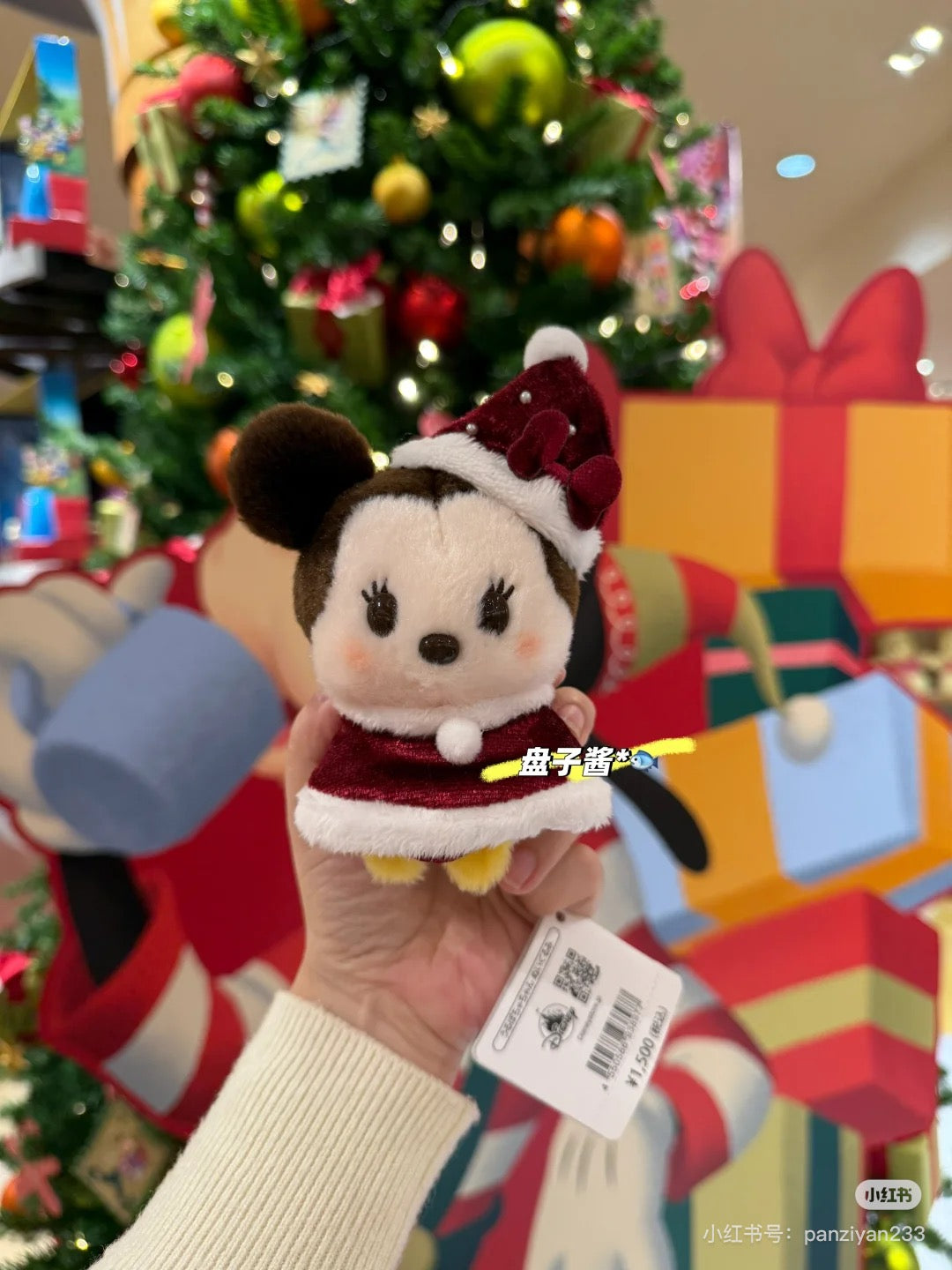Disney迪士尼｜Christmas Mickey/Minnie Mouse Plush Toy Japan Christmas 2024东迪冬日圣诞限定系列豆豆眼米奇/米妮毛绒玩偶｜约13.5×10×7.5cm