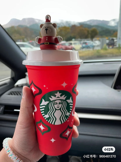 Starbucks日本星巴克｜圣诞小熊扣耐热环保杯?星巴克熊杯扣组合｜473ml