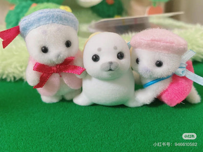 SylvanianFamilies森贝儿家族｜Seal Family海豹家族一家四口植绒站宝套组/玩具/过家家5759