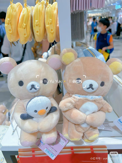 Rilakkuma轻松熊｜ Favorite Things Plush Smartphone Stand San-X毛绒玩偶手机支架/衣服和企鹅可分离｜约180×140×110mm