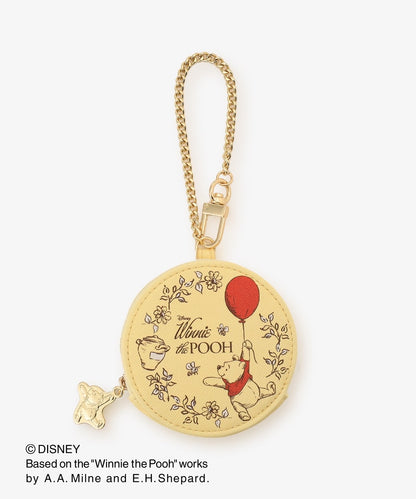 Disney｜噗噗小熊维尼Afternoon Tea联名限定皮质感圆形零钱包/噗噗形状拉链扣｜	直径8.5cm/マチ2.5cm/チェーンの長さ22cm