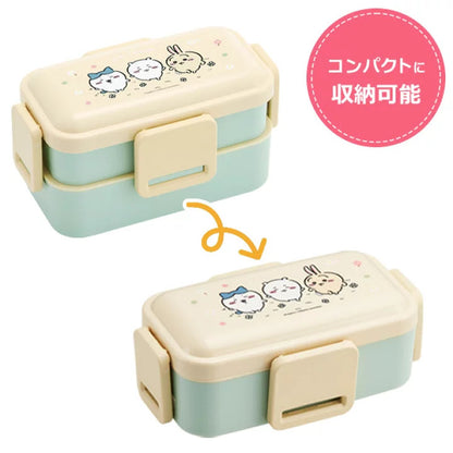 chiikawa｜带扣双层抗菌耐热分格饭盒/洗碗机/微波炉可用/收纳时可收为单层｜600ml