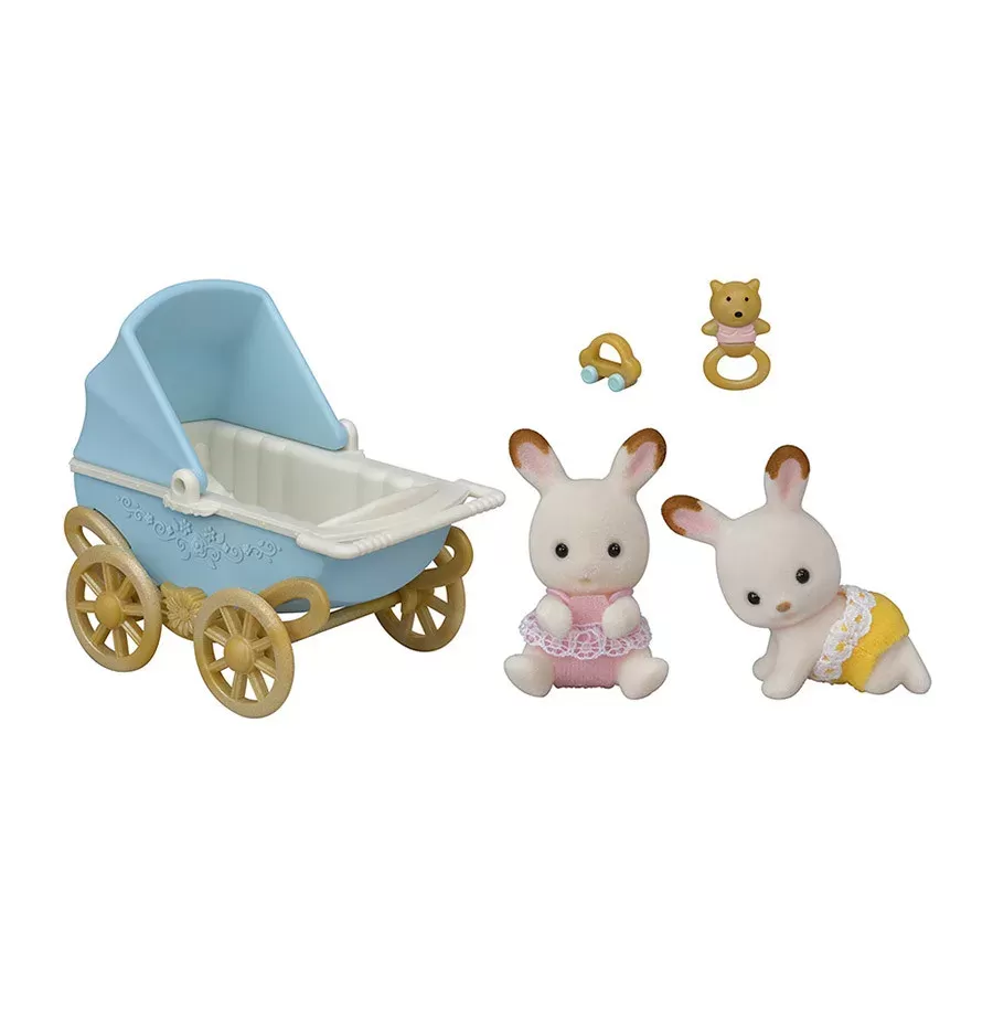 SylvanianFamilies森贝儿家族｜Chocolate Rabbit Twins Set巧克力兔双胞胎婴儿车系列/套组/玩具/过家家5432