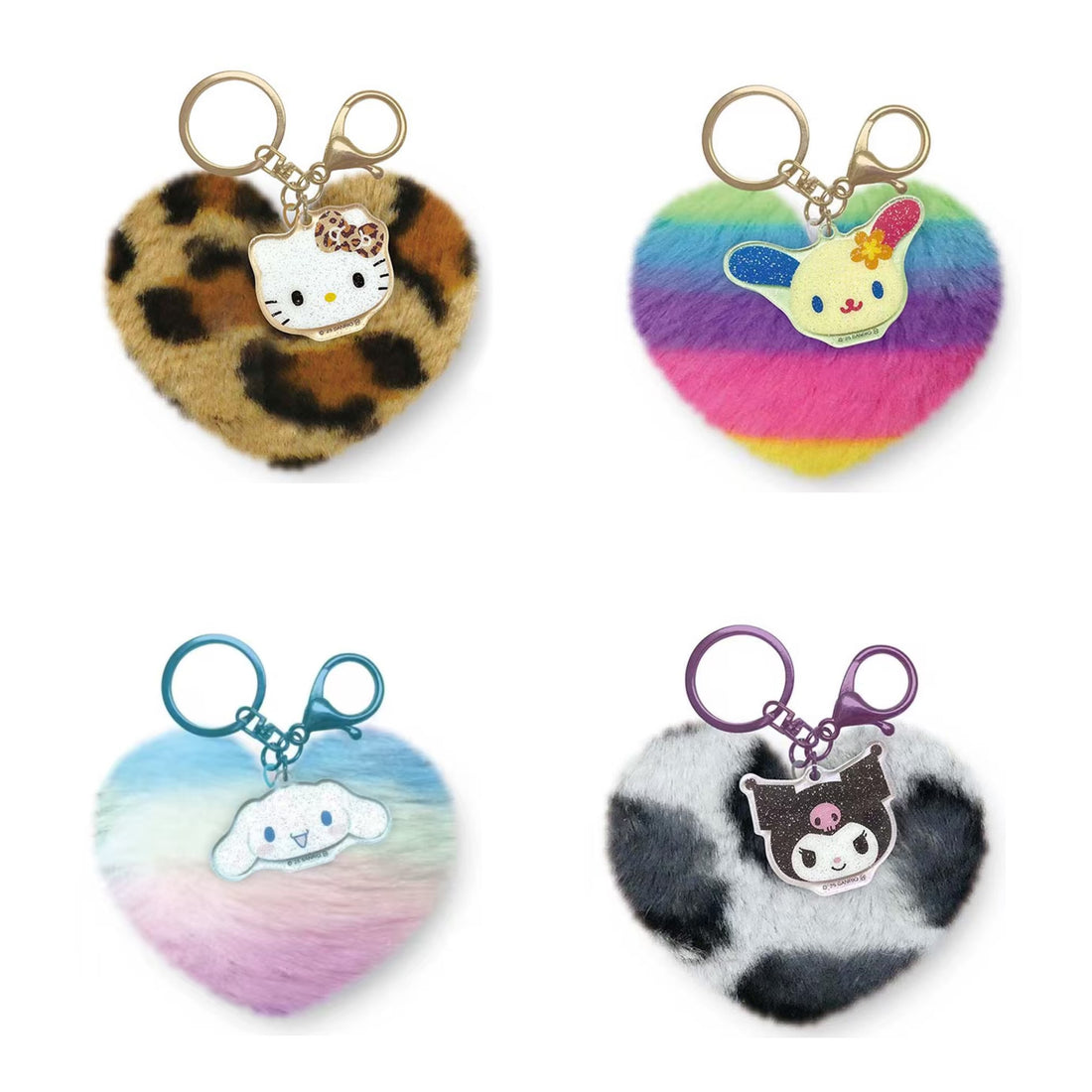 Sanrio｜Leopard Heart-Shaped Fur Keychain/Keyring｜H80 x W100 x D50mm approx.
