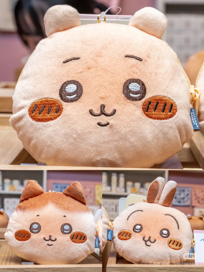 Chiikawa 吉伊卡哇｜Face-shiped Mini Pouch / Chiikawa Bakery Bread-like面包店系列软乎乎脸型可爱角色零钱包挂件/包挂/耳机保护收纳包｜约H115×W130×D40mm