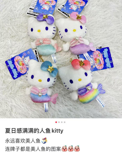 HelloKitty｜Sanrio 50th Anniversary Collection Mermaid Mascot Holder /Plush Keychain｜H10.5 x W8.5 x D4.5cm approx.