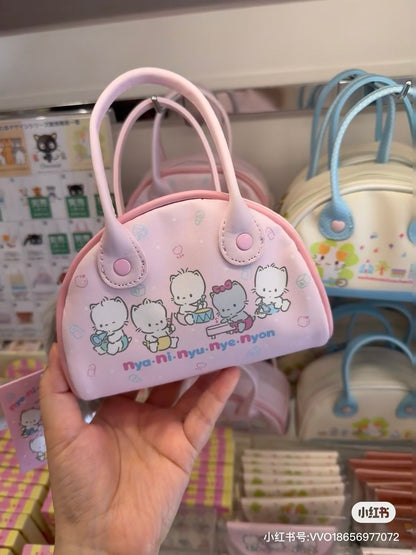 Sanrio｜Mini Boston Pouch Cat Club Noraneko Land｜17.5 x 17.0 x 7.0cm approx.