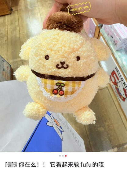 Sanrio｜Cherry Check Pom Pom Purin Mascot Holder /Plush Keychain｜13cm x 14cm x 11cm approx.