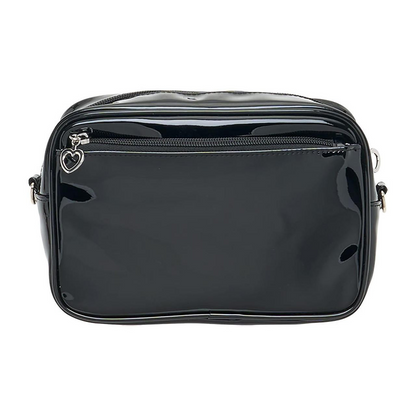 Sanrio三丽鸥｜Shoulder Bag Monotone黑白印象系列爱心拉链皮质感斜挎包/里面也有可爱图案｜约23×9×15cm