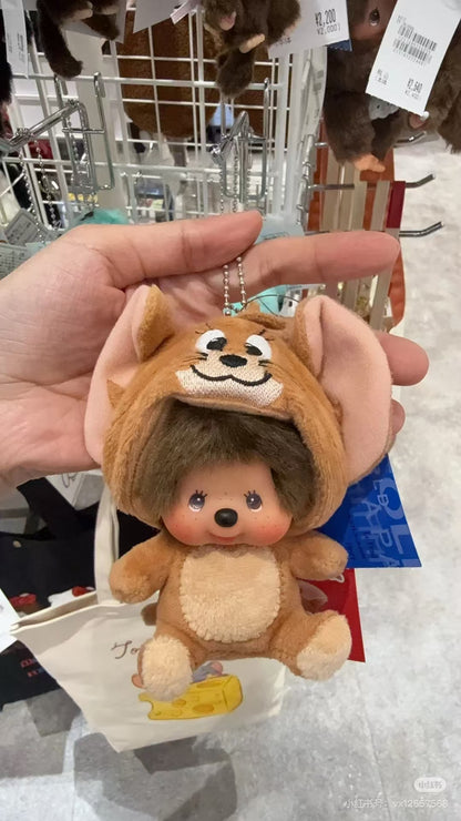 Monchhichi｜Tom &amp; Jerry x Monchhichi  Big Face Mascot Holder /Plush Keychain｜H13 x W10.5 x D7cm approx.