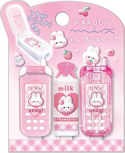 Q-LiA｜Heisei Retro Cell Phone Style Parody Pencil Caps｜H85 x W70 x D20mm approx.