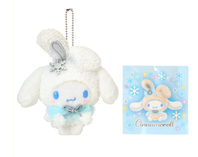 Sanrio｜Christmas Snow Rabbit &amp; Candy Ramune Mascot Holder /Plush Keychain｜9×6×13.5cm approx.