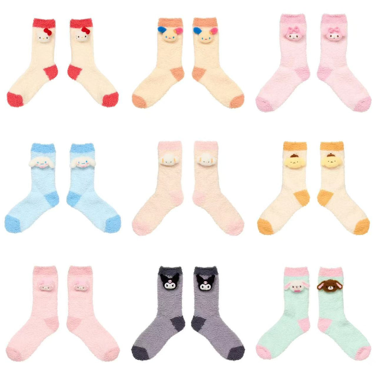 Sanrio｜Characters Plush Fluffy Crew Socks｜23-25cm approx.