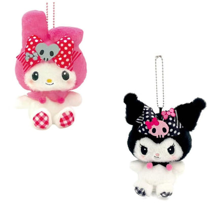 Sanrio｜Pink Black Party Mascot Holder /Plush Keychain｜ H18.5 x W18.5 x D7cm approx.