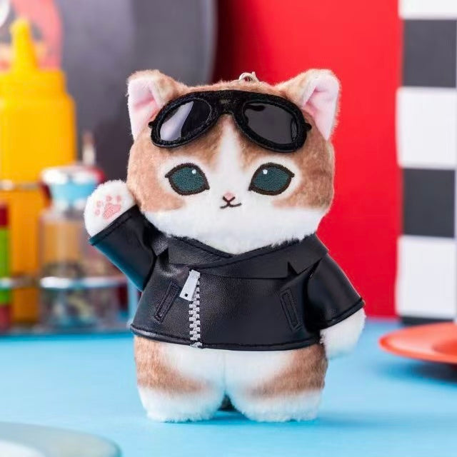 Mofusand|Leather Jacket Cat Mascot Holder /Plush Keychain|140×105×70mm approx.