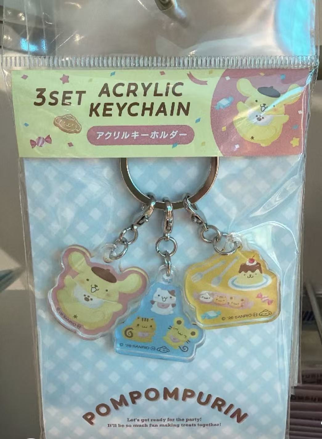 Sanrio｜Pompompurin 30th Anniversary POP UP Sweets Party 3-part Acrylic Keychain/Keyring