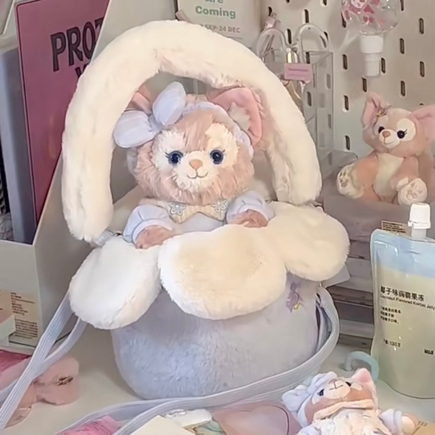 Disney SH|懒懒系列贝儿超柔软毛茸茸玩偶花朵包/水桶包/也可斜背/挺耐装