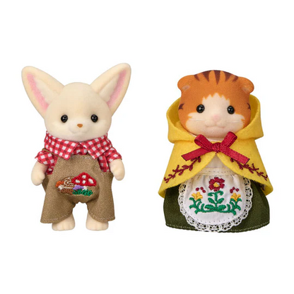 【limit 1】SylvanianFamilies｜Friends Pair Doll Set Mushroom Flower Embroidery-Maple Cat&amp;Fennec Fox