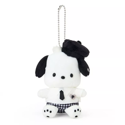Sanrio三丽鸥｜Mascot Holder Monotone黑白印象千鸟格系列可爱角色毛绒玩偶挂件/包挂｜约7.5×5×11cm