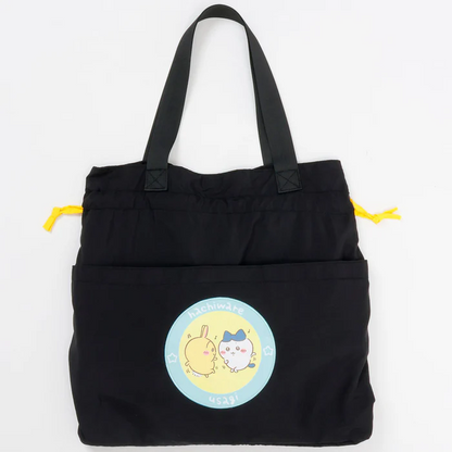 Chiikawa 吉伊卡哇｜黑色双肩单间两用抽绳束口包/背包｜约H370 x W410 x D130mm